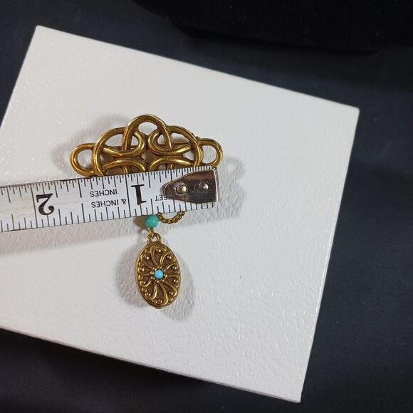 Vintage Gold Tone Twist Knot  Dangle Brooch Pin - Picture 5 of 7